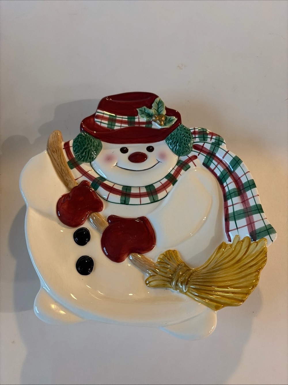 Fitz & Floyd FF Holiday Christmas Snowman Plate Dish